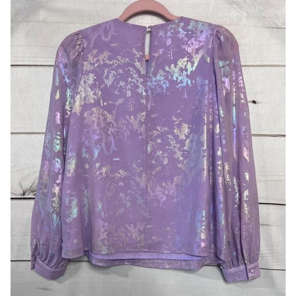 TCEC Shimmery Light Purple Long Sleeve Blouse Size SM - Picture 2 of 5